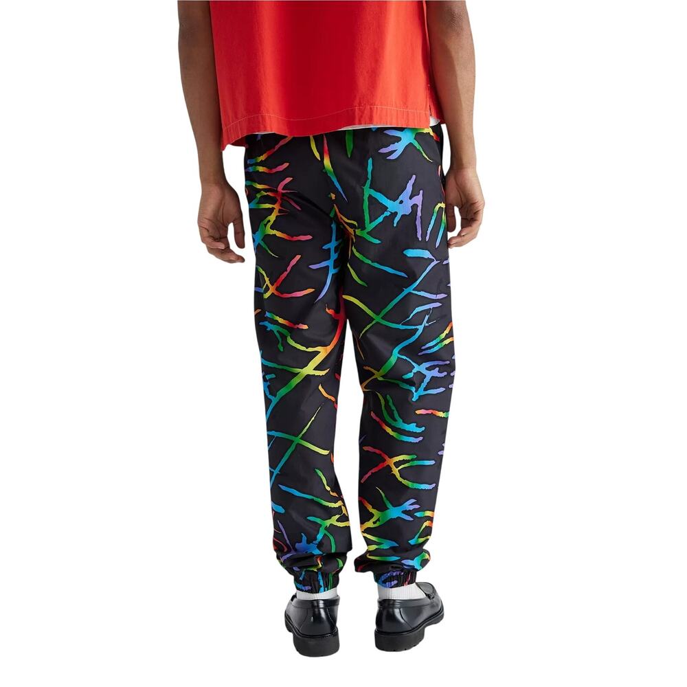 STAYCOOLNYC Electric Beach Rainbow Windbreaker Jogger Pant Black Small Festival - Picture 2 of 16
